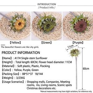Tallo de Girasol Artificial, <span class=keywords><strong>Flor</strong></span> Artificial para Decoración de Mesa de Comedor, Arreglos Florales, Decoración de Jarrones para el Hogar - Product Image 6