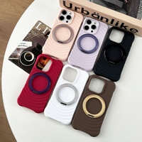 Coque de téléphone magnétique rotative de luxe avec anneau ondulé pour iPhone 17 Air 16 15 14 Pro Max, support invisible, antichoc, protection arrière