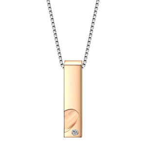 Custom <b>Couple</b> <b>Necklace</b> Black Gold Bar Pendant With Diamond Everyday Wear Geometric Design Laser Engraved Logo - Product Image 2