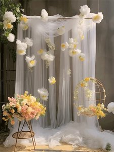 <span class=keywords><strong>Tenture</strong></span> de plafond en tulle pour <span class=keywords><strong>mariage</strong></span>, toile de fond flottante pour décoration de fête, événement, centre commercial, aménagement paysager de cour, hôtel - Product Image 6