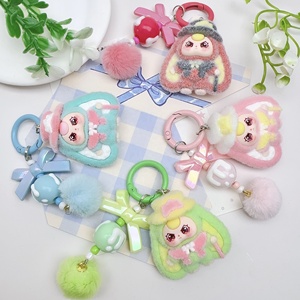 Nouveau porte-clés pendentif en résine lapin mignon, petite décoration DIY pour sac à dos, technique 3D floquée - Product Image 3