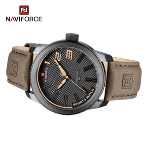 Montre NAVIFORCE 9202 originale pour homme, montre-bracelet étanche, cuir véritable, vente flash, montre à quartz. - Product Image 5