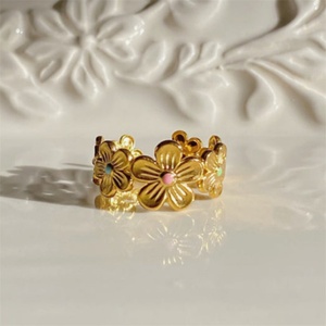 New Design Gold Plated Jewelry Women <b>Dainty</b> Charm Flower Charm <b>Ring</b> - Product Image 2