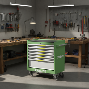 Fasano Tools 6 <b>Drawer</b> Rolling Tool Cabinet Green Steel <b>Workshop</b> Storage Cart - Product Image 3