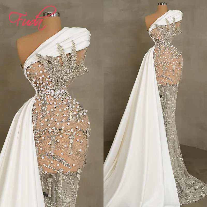 Abito da sposa di lusso con perle di fascia alta FUDA C247 abito da sposa costoso con diamanti da donna