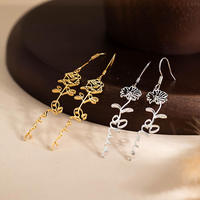 Bijoux personnalisés, boucles d'oreilles à lettres personnalisées, boucles d'oreilles mignonnes, bijoux tendance pour femmes, boucles d'oreilles à fleurs pour filles, cadeau en gros