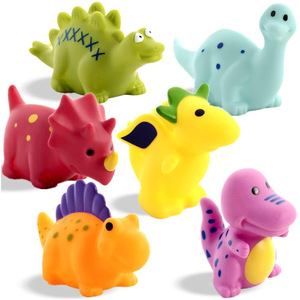 Jouet de bain en caoutchouc personnalisé pour enfants, jouet de bain pour tout-petits, jouet aquatique éducatif précoce, jouet de bain en plastique couineur en forme de dinosaure de dessin animé - Product Image 1