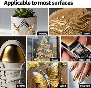 TranSon 2pcs stylos à peinture or à pointes moyennes fines pour marqueurs chromés liquides avec <span class=keywords><strong>effet</strong></span> <span class=keywords><strong>miroir</strong></span> pour modèles de bricolage ensemble en plastique d'art artisanal - Product Image 5