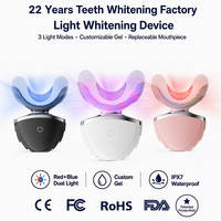 Tragbares LED-Zahnaufhellungs-Set Rot-Blaues Licht Kabellose Aufladung IPX7 Zahnaufhellungsgerät für den Heimgebrauch OEM Private Label