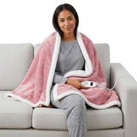 Plaid chauffant portable Giantex moderne, réversible, en fausse fourrure de lapin Sherpa, 10 niveaux de chaleur, minuterie 9H, arrêt automatique, électrique