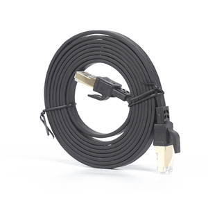 Black <b>Flat</b> Cat8 <b>Ethernet</b> <b>Cable</b> 40Gbps 2000MHz SFTP RJ45 Patch Cord Lan Network <b>Cable</b> Factory Supply - Product Image 5