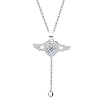 Collier pendentif SongYi en cuivre plaqué argent, motif ailes d'ange Cupidon, papillon, amour, chaîne en acier inoxydable, collier tendance