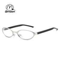 Lunettes de soleil ovales rétro Qmoon en métal, verres teintés UV400, style années 90, unisexe, pour hommes et femmes, lunettes décontractées