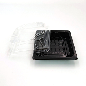 JY-81200 Beliebte Plastik-Sushi-Verpackungsschale Quadratisch mit Goldfolie für Lebensmittel mit Transparentem Deckel - Product Image 4