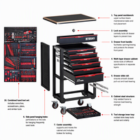 Chariot d'atelier professionnel neuf RT TOOL avec 12 tiroirs, contenant un ensemble d'outils de 541 pièces