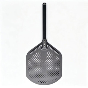 Pelle à pizza carrée en aluminium anodisé dur perforé noir, résistante à la chaleur, avec manche détachable, 12, 13, 14, 16 pouces - Product Image 4