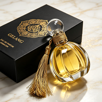Flacon de parfum en verre cristal rond épais de luxe, flacon de parfum vide, logo personnalisé, flacon de parfum transparent avec boîte