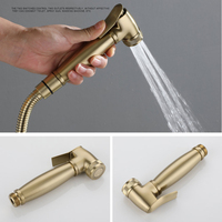 Kit de pulvérisation de bidet portatif en laiton brossé doré de qualité supérieure pour toilettes, salles de bain, hôtels et appartements