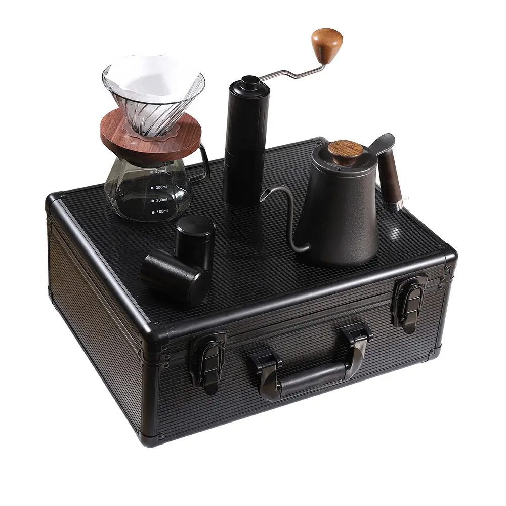 Advanced coffee set gift box set outdoor outing coffee grinder shared pot accessories with handle coffee set tools