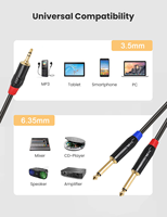 Jack stéréo 3.5MM vers deux câbles audio répartiteurs en Y mono mâle 6.35MM