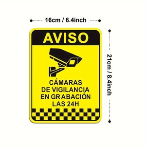 Etiqueta Adhesiva de Advertencia de Monitoreo en Español las 24 Horas, No Entrar de Forma Ilícita, Adhesivo Fuerte de PVC, Uso Agrícola - Product Image 1
