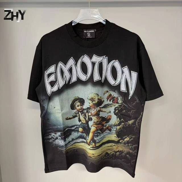 ZHY Fashion Designer High-quality EMOTION With Diamonds T-shirt Retro Street Fashion Clothing Men's Clothing
