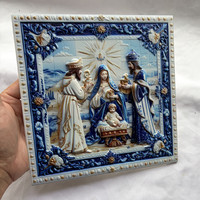 Ornement religieux de bureau en résine 3D Cœur Immaculé de Marie, décoration d'intérieur, ustensiles d'église, décor de baptême