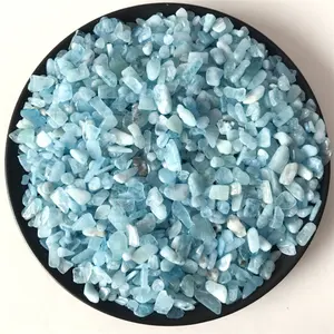 Bulk Wholesale Tumbled Stones Healing Blue Aquamarine Crystal Gravel for Home Decoration