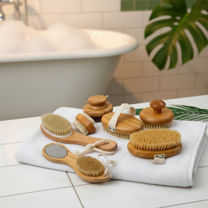 Custom Logo Bad Douche Cadeau Set Met Body Scrubber Exfoliërende Handschoen Gezichtsreiniging Borstel Massager Voetverzorging Supplementen - Product Image 1