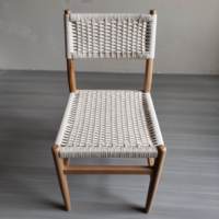 Chaise de salle à manger nordique en bois massif, chaise moderne pour fêtes et événements, chaise en bois avec corde tressée