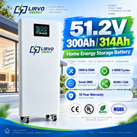 Batterie LIRVO 51.2V 300Ah LiFePO4 en promotion, batterie lithium LiFePO4 48V pour stockage d'énergie domestique, 16 kWh, cellules LiFePO4 314Ah CAN