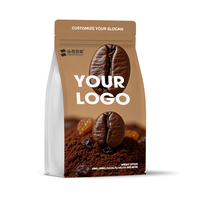 Café imprimé personnalisé sac d'emballage vide pour café en grains de café thé sac de café à fond plat avec valve et fermeture éclair