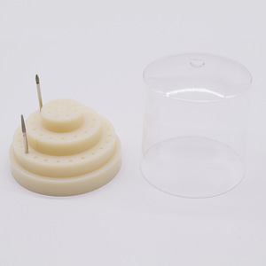 Caja de brocas dentales de 48 orificios, soporte redondo esterilizado de color blanco roto para accesorios de taladro dental - Product Image 1