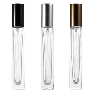 Refillable túi 10ml vuông Parfum kính phun Chai Thủy Tinh Mẫu container Nước hoa Atomizer với vàng đen bạc mũ - Product Image 1