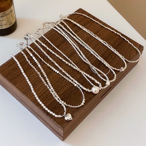 Collier en argent 999 de luxe pour femmes avec diamant et perle meilleur cadeau de bricolage personnalisé chaînes bijoux - Product Image 1