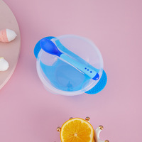 Cuillère à ventouse et couvercles bols pour bébé avec impressions assorties Tranche d'âge 0-12 mois en matériau PP sûr