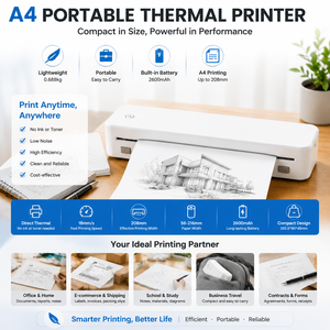 Impresora Térmica Portátil A4, Impresora Inalámbrica Compacta y Ligera sin Tinta con Batería Integrada para Oficina, Hogar y Negocios - Product Image 2