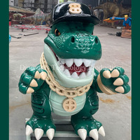 Statue de dinosaure en fibre de verre de style dessin animé, décorations pour parc de dinosaures extérieur, sculpture de Tyrannosaurus Rex de dessin animé à vendre