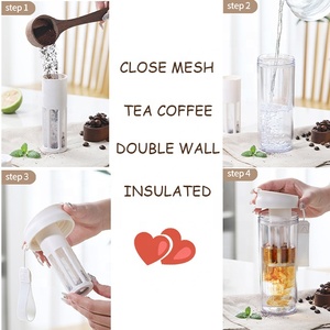 แก้วน้ำพกพาขนาด 17 ออนซ์/500 มล. สำหรับกาแฟสกัดเย็น ชา พร้อมหูจับนุ่ม ฝาปิดสุญญากาศ <span class=keywords><strong>ท</strong></span>ี่กรองชา <span class=keywords><strong>ท</strong></span>ำจากพลาสติกทนทาน - Product Image 5