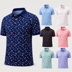 Polo de Golf Personalizado Premium para Hombre, Color Azul Marino con Estampado Floral, Ropa de Resort de Marca Privada con Tecnología de Absorción de Humedad, OEM - Product Image 2