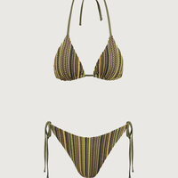 Beste prijs groothandel op maat gemaakte gerecyclede stof mode groene streep dames badpak hoge snit been bikini mesh gehaakt badkleding