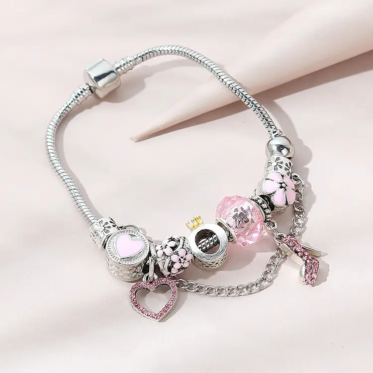 Bracelet personnalisé, en pierres naturelles, pour filles, motifs de fleurs et cœurs, couronne creuse, fleurs perlées, personnalité unique