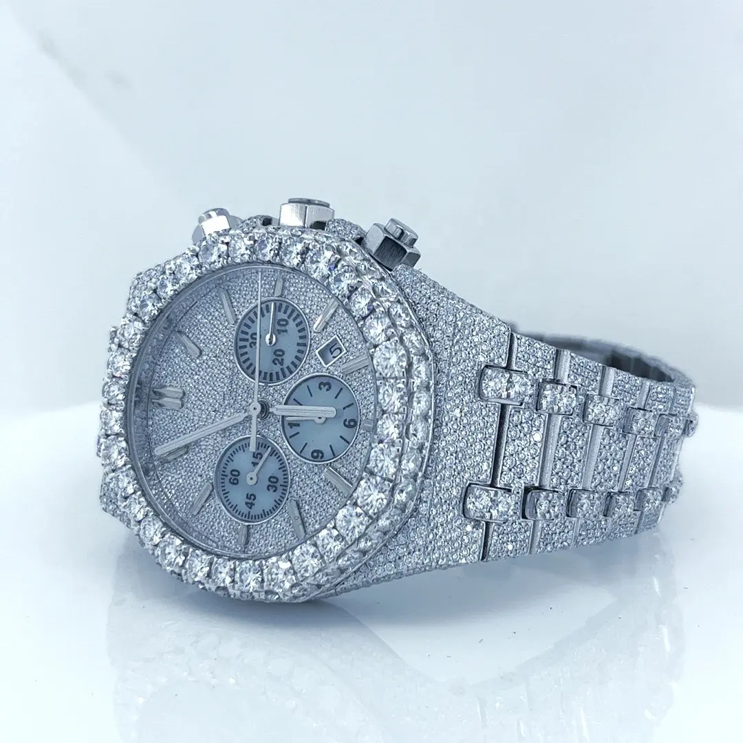 2023 럭셔리 맞춤형 남성 여성 기계 브랜드 하이 퀄리티 럭셔리 스테인레스 스틸 고급 보석 실험실 성장 다이아몬드 시계