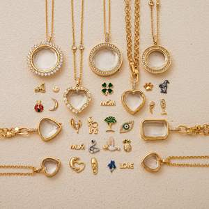 LIVE4U Vintage DIY Anpassbare Bunte Zirkon-Charms Leere Glasbox Medaillon-Anhänger Halskette 18k Vergoldet für Damen - Product Image 5