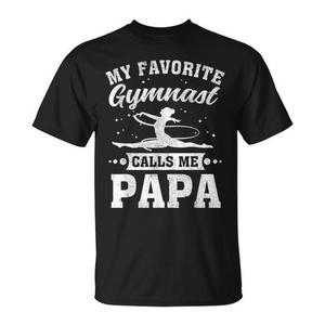 Camiseta con estampado de serigrafía de "Mi gimnasta favorita me llama papá" para hombre adulto, manga corta, cuello redondo, regalo para reunión familiar - Product Image 1