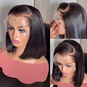 Parrucche di capelli umani da donna, senza colla, modello bob, liscio, con pizzo frontale HD 13*4, per donne nere, non trattate, 100% brasiliane, 1 pezzo, corte - Product Image 6
