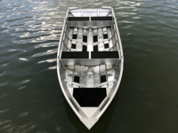 Bateau de pêche en aluminium à fond plat de 4,2 m, léger, soudé, pour rivière, lac et côtes proches