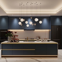 Meubles de cuisine de luxe complets Aige : Ensembles d'armoires de cuisine ouvertes sur mesure avec évier, en MDF, avec fermeture amortie