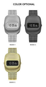 <span class=keywords><strong>Montre</strong></span> Ondulation Temps Rétro 1970s <span class=keywords><strong>Montre</strong></span> Numérique Électronique Unique Vague Motif LCD Affichage En Acier Inoxydable DG Couple Montres - Product Image 3