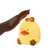 Veilleuse en silicone en forme de canard de dessin animé, contrôle tactile, compagnon de sommeil, lampe de chevet pour enfants, rechargeable par USB, sans BPA